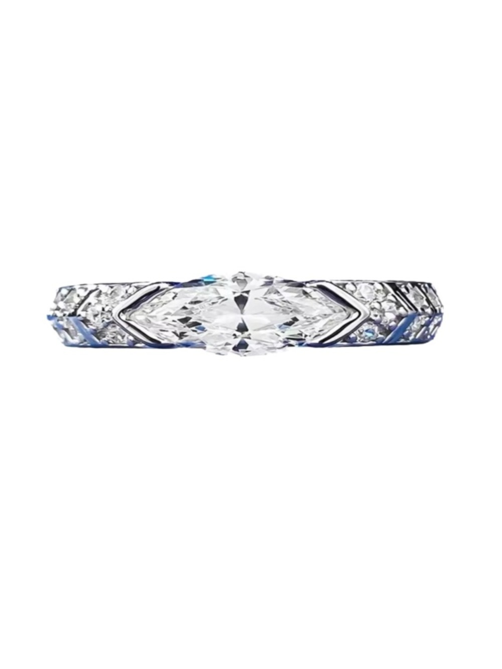 S925 Classic Marquise-Cut CZ Silver Ring - Size 8.5 - New! - Picture 2 of 3